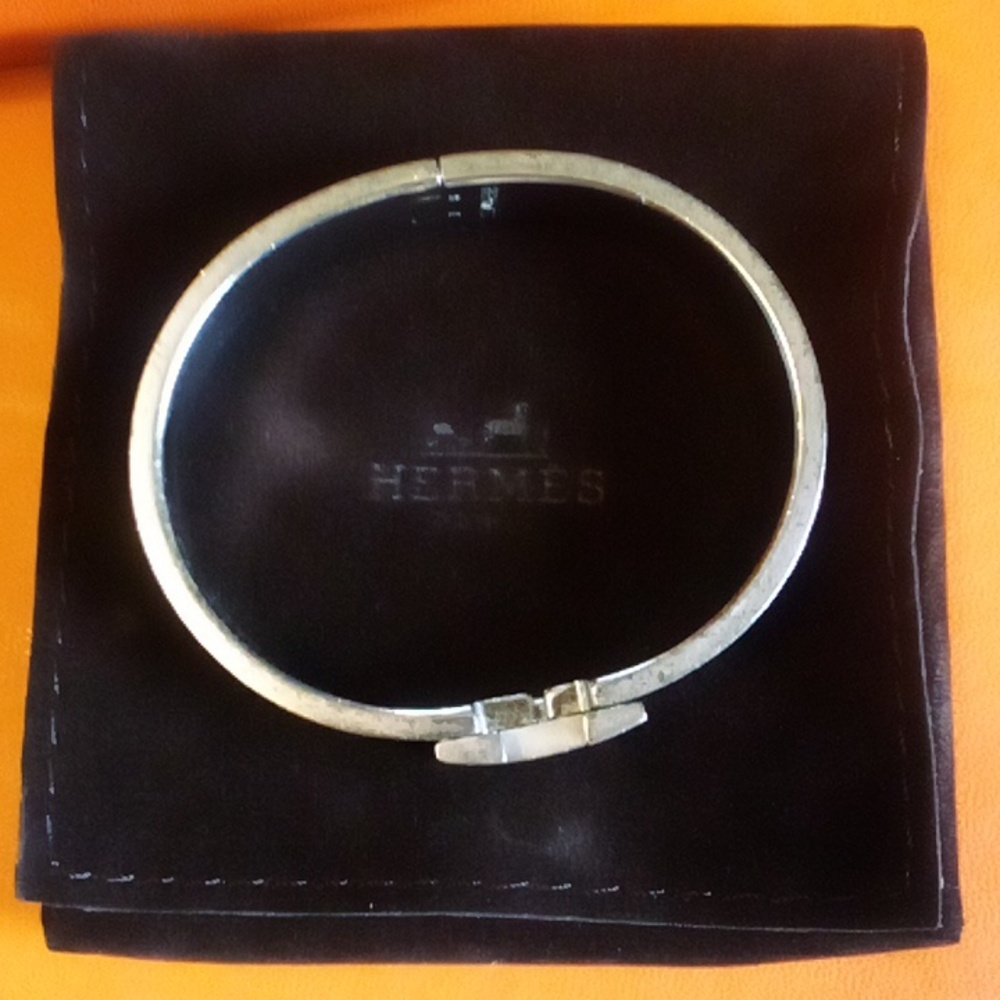 Hermes Click H Red & Silver Gm With Pouch & Box - image 4